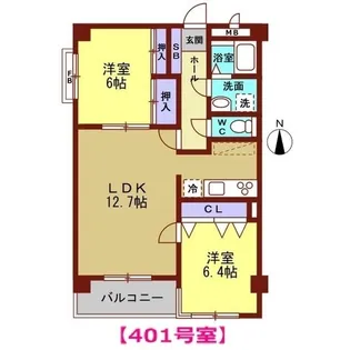 グレース中奥I【4階】の間取り
