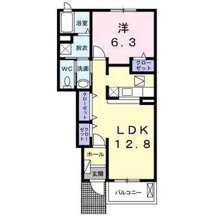 フォンテーヌ.ブローB【1階】の間取り