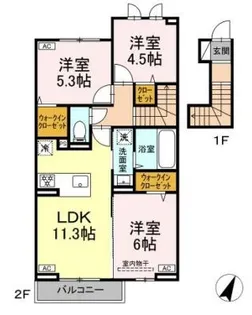 HONEY BEAR B【2階】の間取り