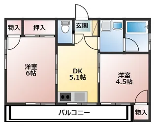 谷中ハイツ【1階】の間取り