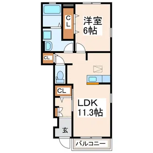 サンヒルズ弐番館【1階】の間取り