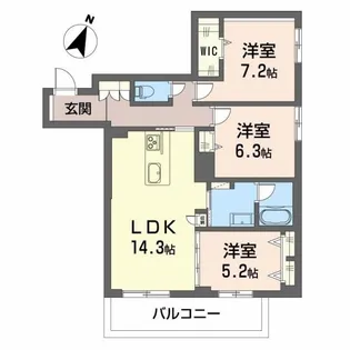 グランダルシュ大坪【1階】の間取り