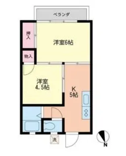 サニーハイツキタオカ【2階】の間取り