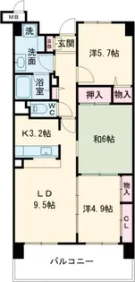 ヴェルテ忍ヶ丘II番館【1階】の間取り