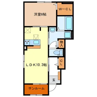 ペジーブル なかの【1階】の間取り