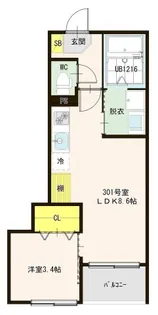 L’Envol 六町【3階】の間取り