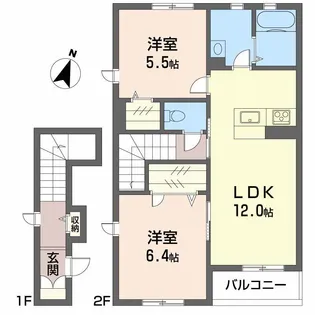 プロヌーブ川内【2階】の間取り