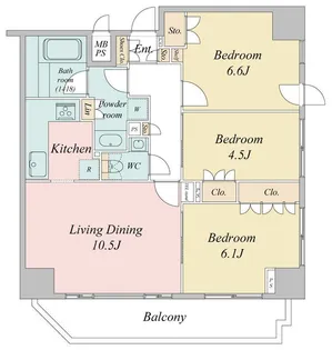 ドゥーエ日本橋【9階】の間取り