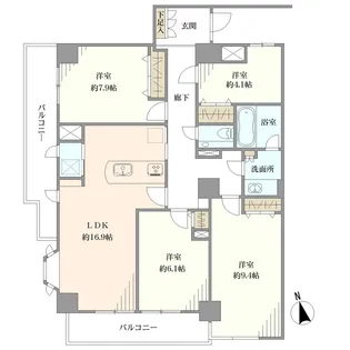 ウィン新宿若松町【6階】の間取り