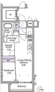 イプセ初台【1階】の間取り