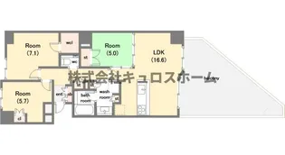 ブランズ帝塚山【1階】の間取り