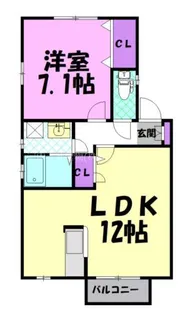 ウッドベルA&B B【1階】の間取り