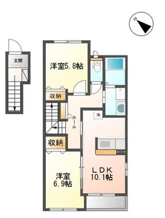 グリーンベルウッドI(Green Bell wood I)【2階】の間取り