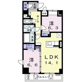 ラフィーネ不動 湯田【5階】の間取り