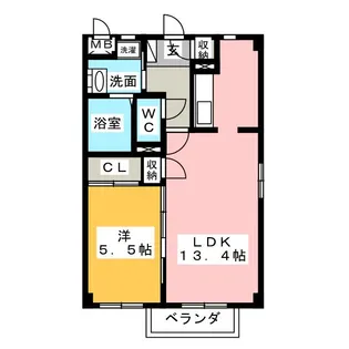 カラーシティーGタウン【2階】の間取り