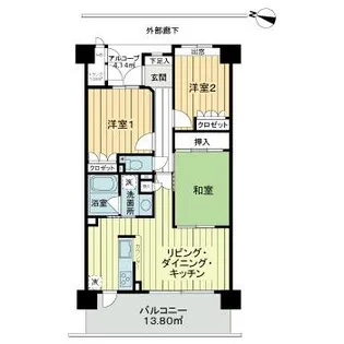 サーパス高田【6階】の間取り
