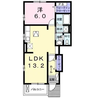 ハイツ作田山【1階】の間取り