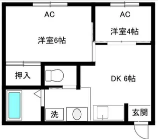 有山マンションA【1階】の間取り