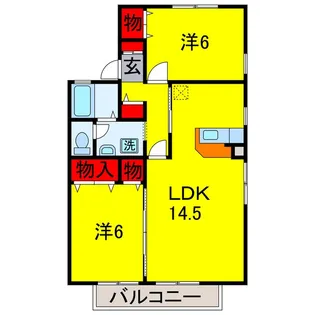 ビィウラEAST・WEST【1階】の間取り