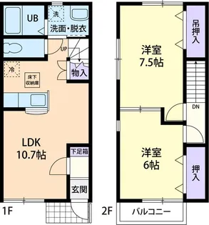 アンソレイユ B【2階】の間取り