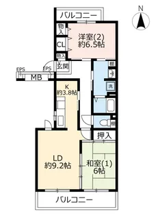 URアーバンドエル瀬谷【2階】の間取り