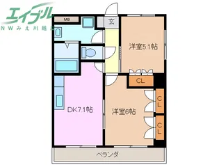 グランディールコートA棟【2階】の間取り