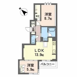 ヒュッゲ桜花【3階】の間取り