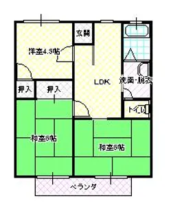 河内サンライフ日山【2階】の間取り