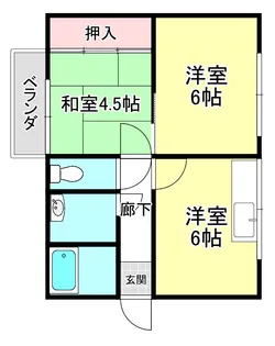 2DKの間取り画像