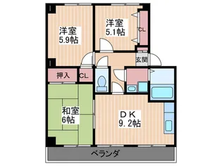 ラ・プラ-ジュ屋代【3階】の間取り