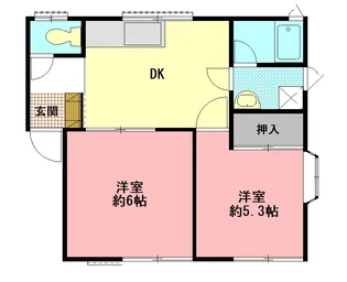 ハイツ仲町B棟【1階】の間取り