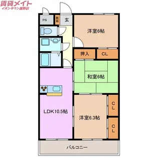 センチュリー山城【1階】の間取り