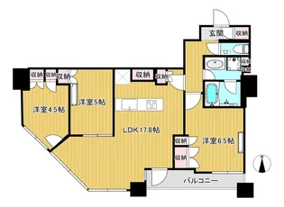 富久クロスコンフォートタワー【26階】の間取り