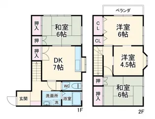 神奈川県平塚市天沼【一戸建】の間取り