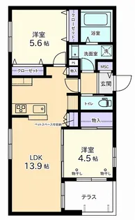 2LDKの間取り画像