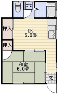 1DKの間取り画像