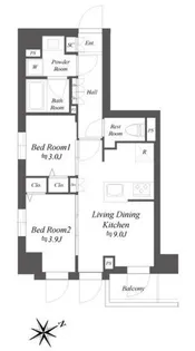 ブランシエスタ品川大井町パークエッジ【2階】の間取り