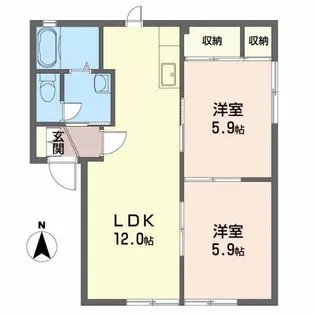 メゾンクレール【1階】の間取り