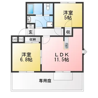 ルミエールKANYU B棟【1階】の間取り