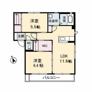 シャーメゾン山王田E棟【2階】の間取り