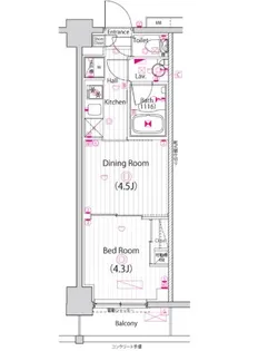 ガーラ・パークサイド亀戸【1階】の間取り
