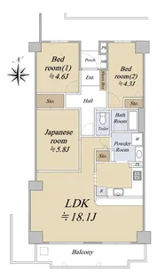 グリーンコープ玉川上水5号棟【6階】の間取り