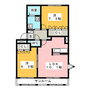 アリエス 不二【1階】の間取り