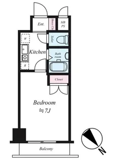メインステージ日本橋箱崎【8階】の間取り