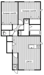 サウスコート B【1階】の間取り