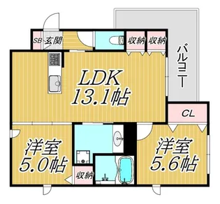 プラフロール武庫之荘【2階】の間取り