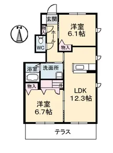 シャーメゾン クレール A棟【1階】の間取り