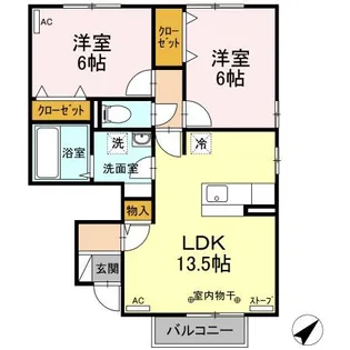 リビングタウン若宮 D【2階】の間取り
