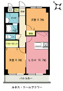 ルネス・テールフラワー【2階】の間取り