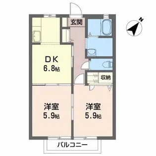 ヴィルヌーブT【2階】の間取り